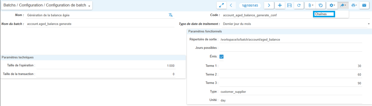 Ajout d'un enregistrement lié “Chaînes” pour les “Configurations de batch”