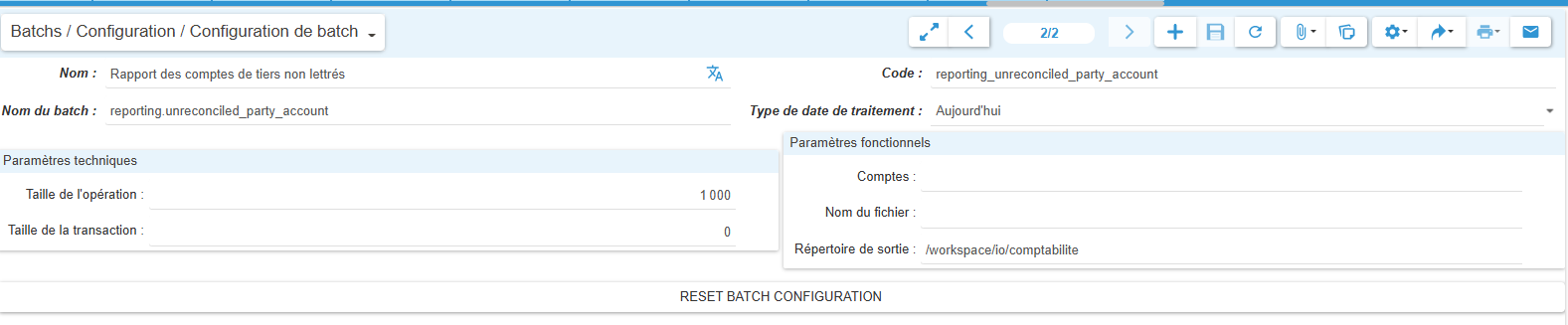 Création d'un batch de génération du reporting des quittances non lettrées