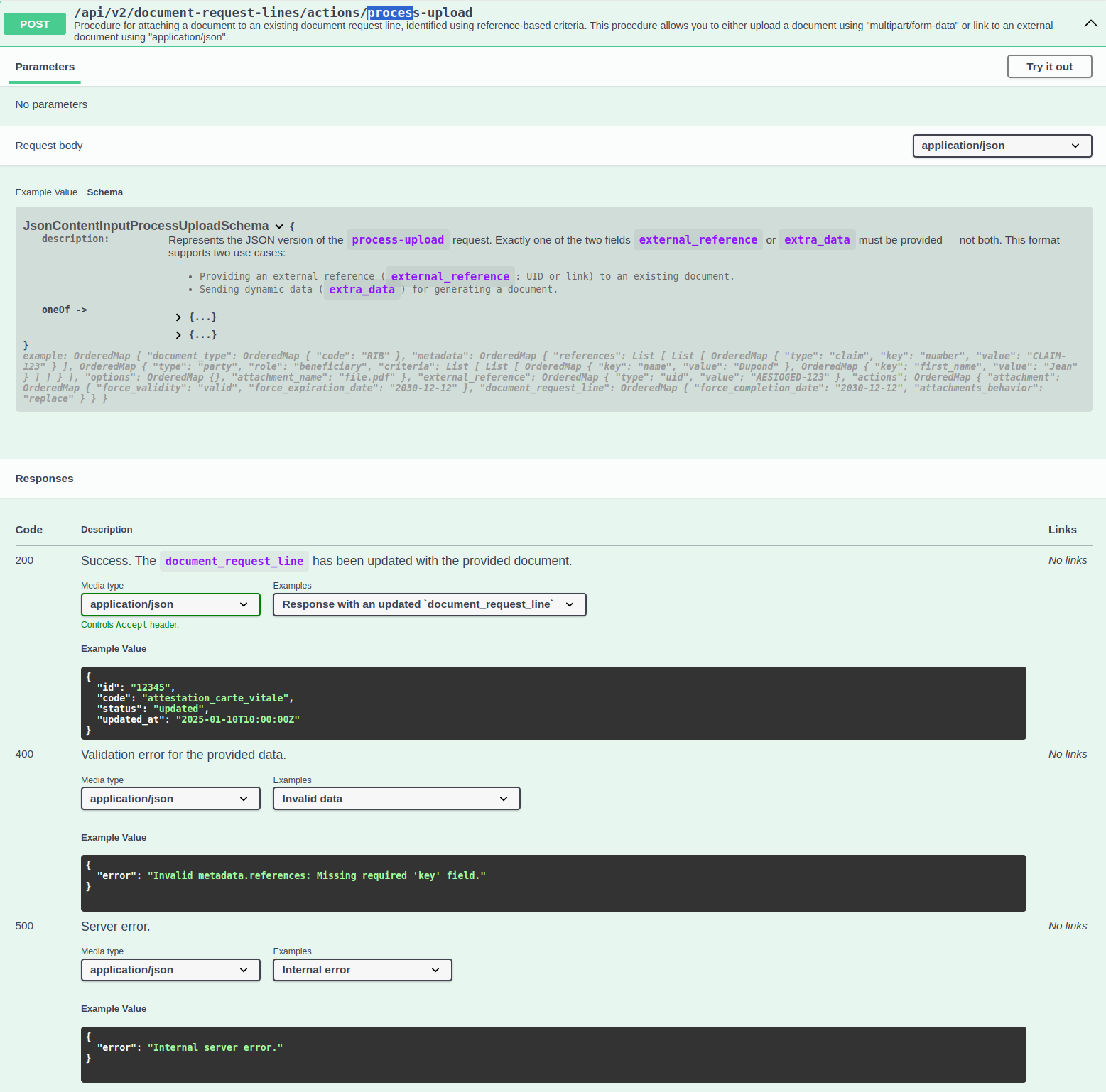 Nouvelle API permettant d’associer un document à une ligne de demande de document existante