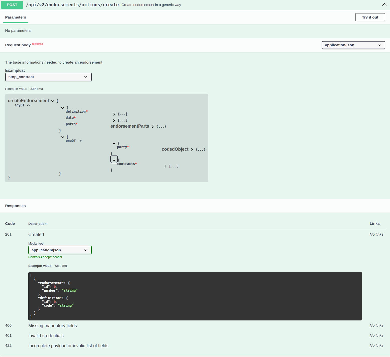 Nouvelle API de création d’avenant
