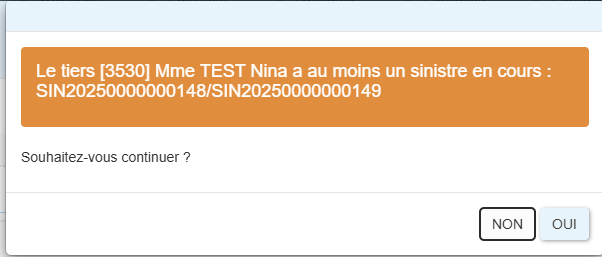 Ajout d'un avertissement si un sinistre est ouvert alors qu’un avenant de date de décès est en cours d’application